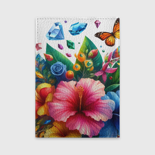 Обложка для автодокументов Цветы бабочки и бриллианты, цвет фиолетовый - фото 2