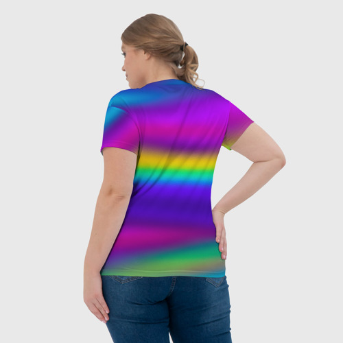 Женская футболка 3D с принтом Неоновые линии кистью, вид сзади #2