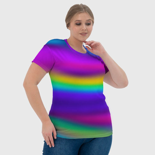 Женская футболка 3D с принтом Неоновые линии кистью, фото #4