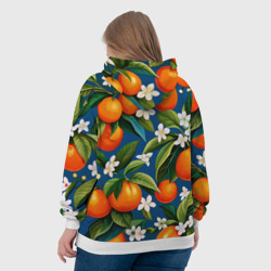 Толстовка с принтом Цветущие ветки апельсин - сад цитрусовых для женщины, вид на модели сзади №3. Цвет основы: белый
