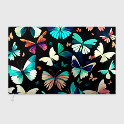 Флаг 3D Бирюзовые бабочки паттерн