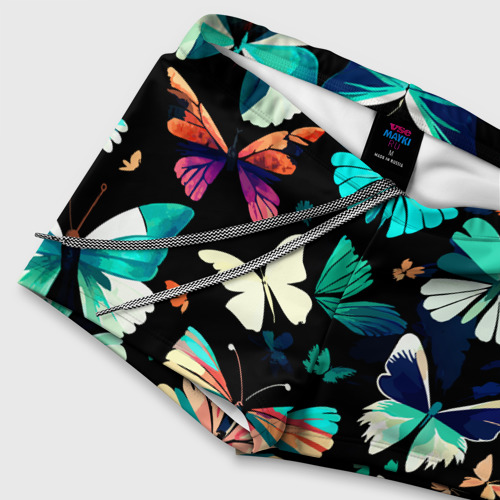 Мужские купальные плавки 3D Бирюзовые бабочки паттерн, цвет 3D печать - фото 6