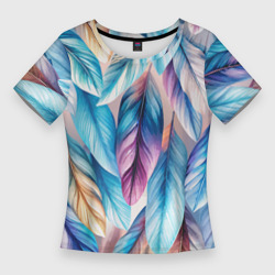 Акварельные перья птиц – Женская футболка 3D Slim с принтом купить