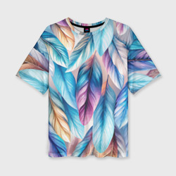 Акварельные перья птиц – Женская футболка oversize 3D с принтом купить со скидкой в -50%