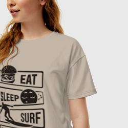 Женская футболка хлопок Oversize Есть спать серфинг - фото 2
