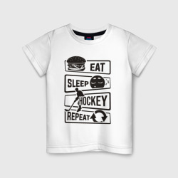 Детская футболка хлопок Eat sleep hockey