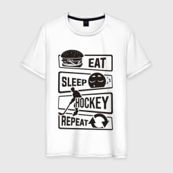 Мужская футболка хлопок Eat sleep hockey