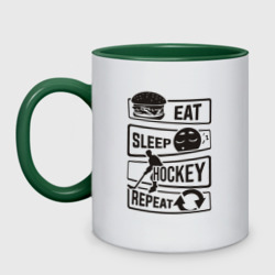 Кружка двухцветная Eat sleep hockey