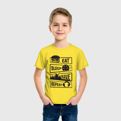 Детская футболка хлопок Еасть спать рейв, цвет желтый - фото 3