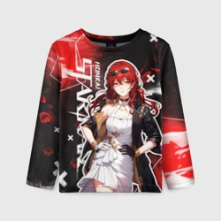 Детский лонгслив 3D Химеко из Хонкай - глитч