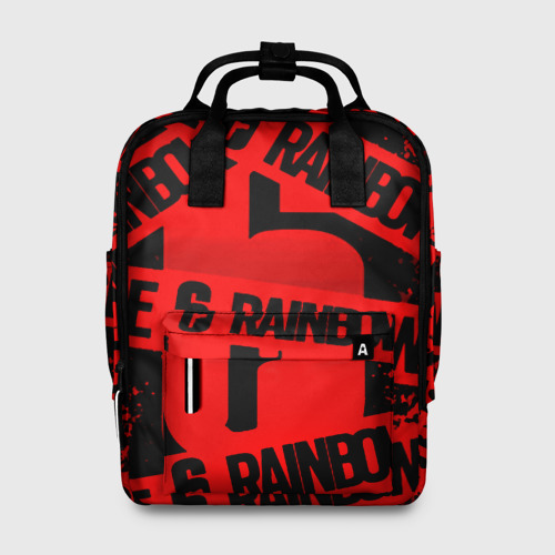 Женский рюкзак 3D с принтом Rainbox six краски, вид спереди #2