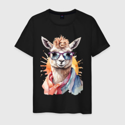 Лама в очках цвет – Мужская футболка хлопок с принтом купить со скидкой в -20%