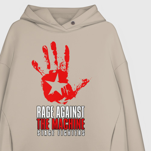 Женское худи Oversize хлопок RATM - star hand, цвет миндальный - фото 3