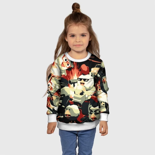 Детский свитшот 3D с принтом Чикен Ган заварушка, фото #4