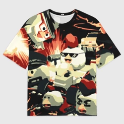 Женская футболка oversize 3D Чикен Ган заварушка