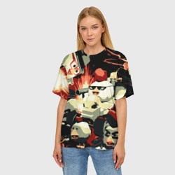 Женская футболка oversize 3D Чикен Ган заварушка - фото 2