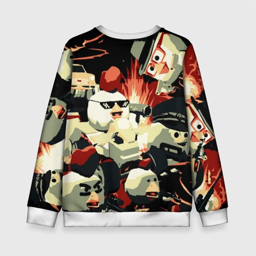 Детский свитшот 3D с принтом Чикен Ган заварушка, вид сзади #1