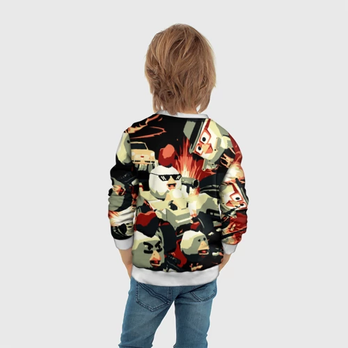 Детский свитшот 3D с принтом Чикен Ган заварушка, вид сзади #2