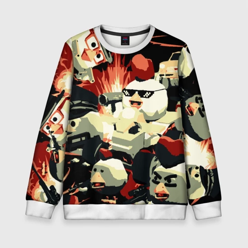 Детский свитшот 3D с принтом Чикен Ган заварушка, вид спереди #2