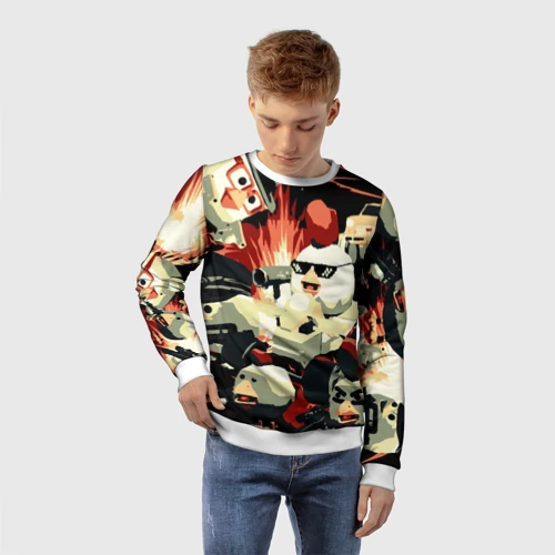 Детский свитшот 3D с принтом Чикен Ган заварушка, фото на моделе #1