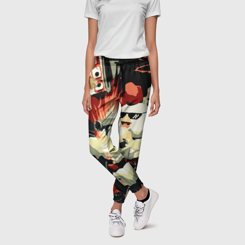 Женские брюки 3D с принтом Чикен Ган заварушка, фото на моделе #1