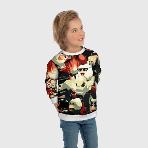 Детский свитшот 3D с принтом Чикен Ган заварушка, вид сбоку #3