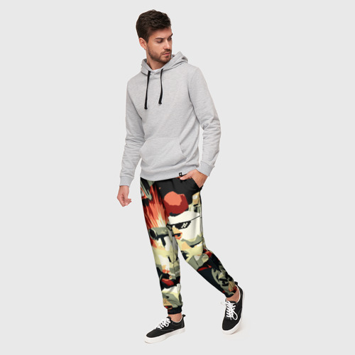 Мужские брюки 3D с принтом Чикен Ган заварушка, фото на моделе #1