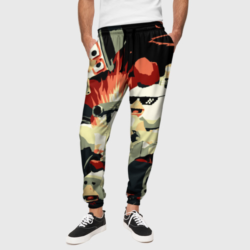Мужские брюки 3D с принтом Чикен Ган заварушка, вид сбоку #3