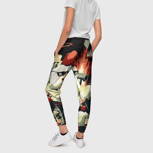 Женские брюки 3D с принтом Чикен Ган заварушка, вид сзади #2
