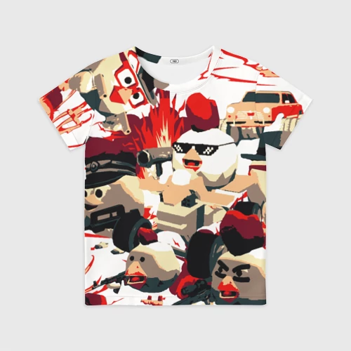 Детская футболка 3D с принтом Чикен Ган разборка, вид спереди #2