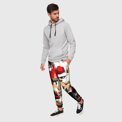 Мужские брюки 3D с принтом Чикен Ган разборка, фото на моделе #1