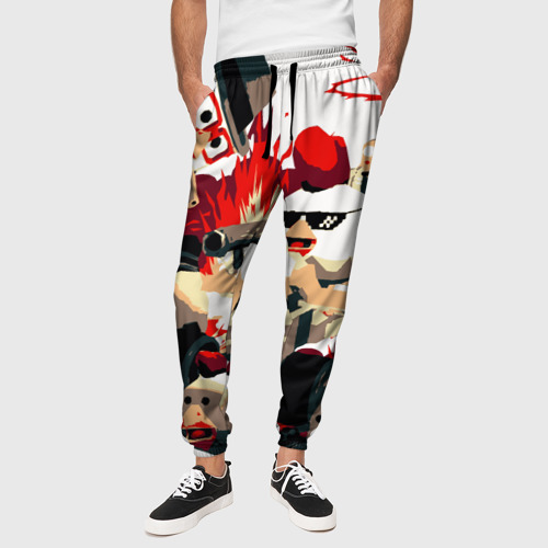 Мужские брюки 3D с принтом Чикен Ган разборка, вид сбоку #3