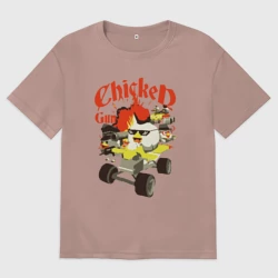 Женская футболка хлопок Oversize Чикен Ган погоня