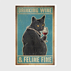 Магнитный плакат 2Х3 Винный черный кот