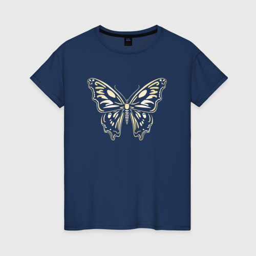 Женская футболка из хлопка с принтом Бабочка крылья, вид спереди №1