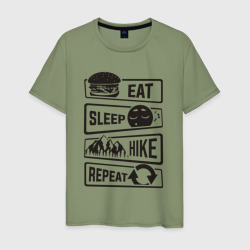 Есть спать туризм – Мужская футболка хлопок с принтом купить со скидкой в -20%