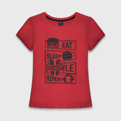 Женская футболка хлопок Slim Eat sleep hardstyle