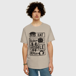 Мужская футболка хлопок Oversize Eat sleep hardstyle - фото 2