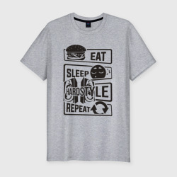 Мужская футболка хлопок Slim Eat sleep hardstyle