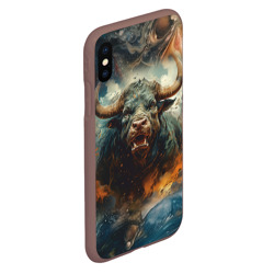 Чехол для iPhone XS Max матовый Дикий бык - фото 2