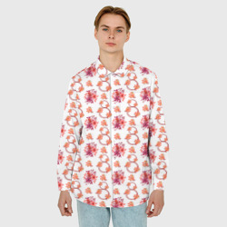 Мужская рубашка oversize 3D 8 марта праздничные цветы - фото 2
