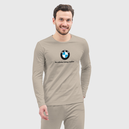 Мужская пижама с лонгсливом хлопок BMW  the unlimited driving machine, цвет миндальный - фото 5