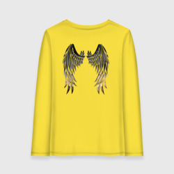 Крылья ангела с металлическим блеском – Женский лонгслив хлопок с принтом купить со скидкой в -20%