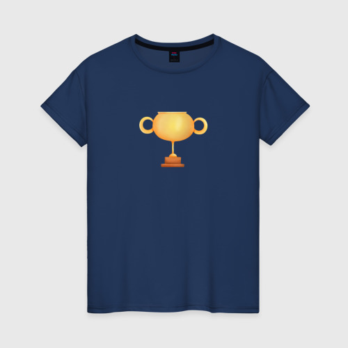 Женская футболка хлопок Кубок чемпиона за победу, цвет темно-синий