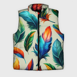 Разноцветные перья тропических птиц – Мужской жилет утепленный 3D с принтом купить