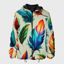 Разноцветные перья тропических птиц – Мужская куртка 3D с принтом купить со скидкой в -10%