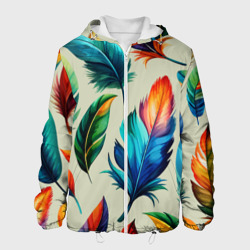 Разноцветные перья тропических птиц – Мужская куртка 3D с принтом купить со скидкой в -10%