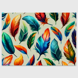 Разноцветные перья тропических птиц – Поздравительная открытка с принтом купить