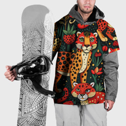 Накидка на куртку 3D Гепарды лесная поляна ягоды мухоморы