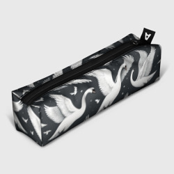 Пенал школьный 3D Стая белых лебедей летящих в небе